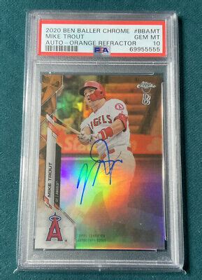 Topps Chrome Ben Baller Mike Trout Auto Orange Refractor Psa