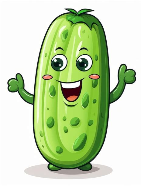 Personagem De Desenho Animado De Pepino Isolado No Fundo Branco Foto