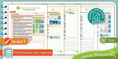 Planificación Agenda Unidad 1 Ciencias Naturales 6º Básico