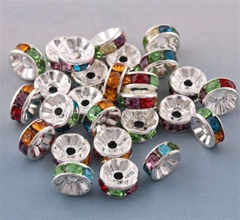 Lot 5 10 20 Pieces Perle Strass Intercalaire Mixte 8mm Rondelle 8