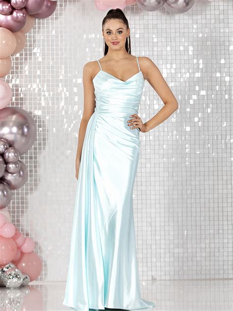 Satin Promevening Dress With Side Split And Sash At Ball Gown Heaven