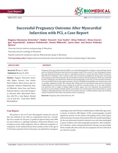 Pdf Successful Pregnancy Outcome After Myocardial Infarction With