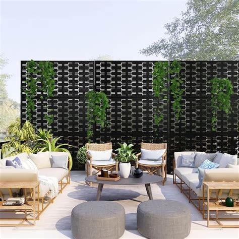 Dovelina 72 In Galvanized Steel Outdoor Garden Fence Privacy Screen Garden Screen Panels Brick