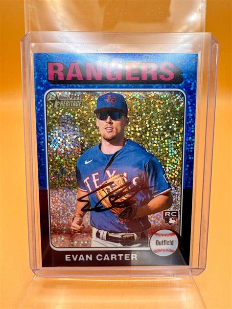 Evan Carter 2024 Topps Heritage 170 Chrome Blue Sparkle Refractor