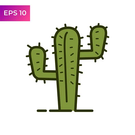 Cactus Icon Template Color Editable Saguaro Cactus Symbol Vector Sign