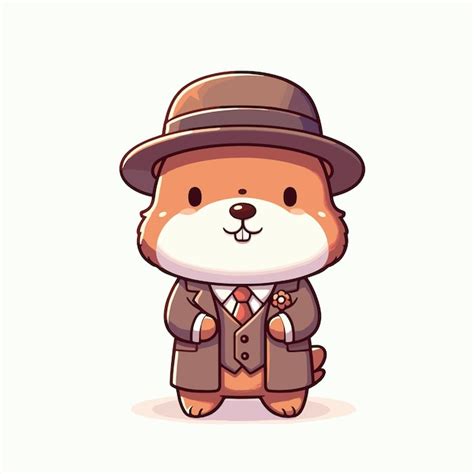 Premium Vector Cute Groundhog With Hat Cartoon Vector On White Background