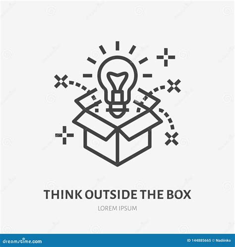 Think Outside The Box Flat Line Icon Creative Solution Vector