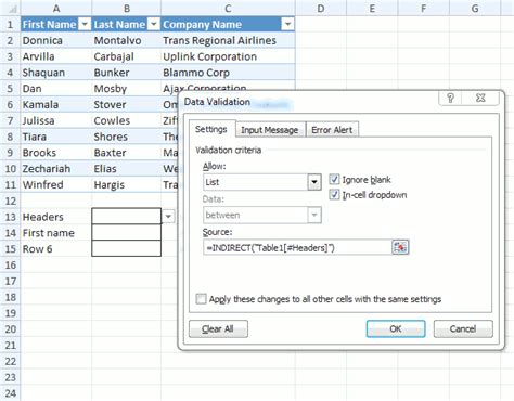 How To Use An Excel Table Name In Data Validation Lists And Conditional