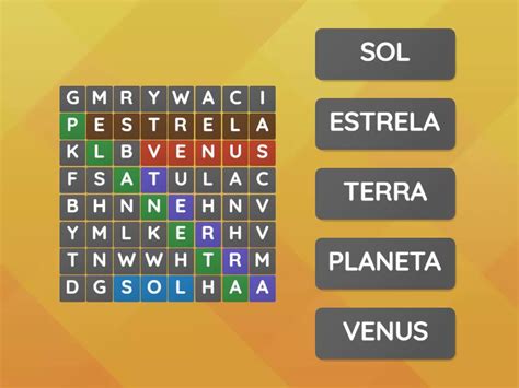 Ca A Palavras Sistema Solar Wordsearch