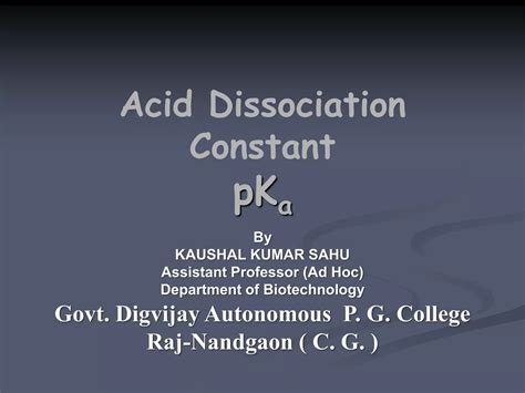 Pka And Acid Dissociation Constant PPT