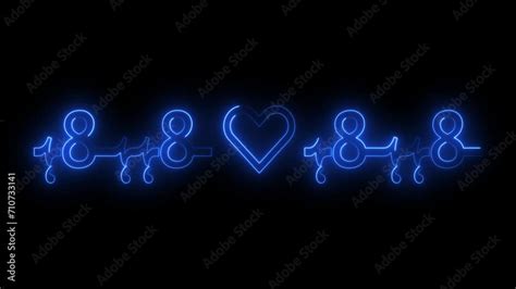 Vid O Stock Neon Heartbeat On Black Isolated Background K Seamless