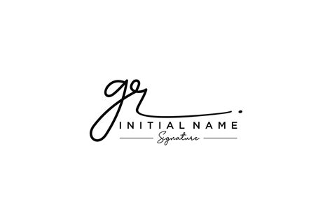 Initial GR Signature Logo Template Vector Hand Drawn Calligraphy