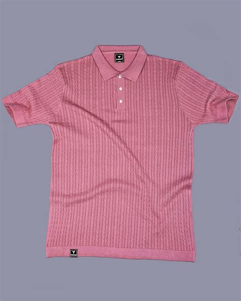 potenza onion pink knitted cotton polo  shirt hamercop