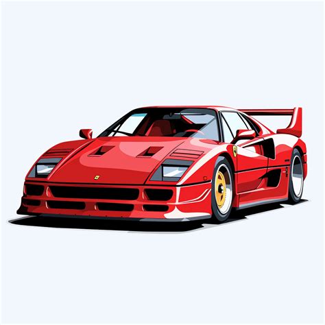 Ferrari F40 Clipart Retro Style White Background Clip Art Library