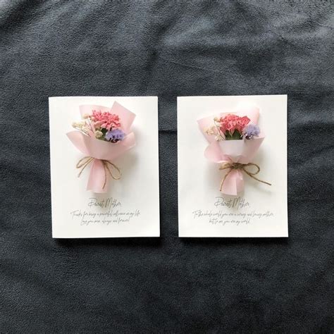 Mother S Day Dried Flower Mini Bouquet Cards Carnation Calligraphy