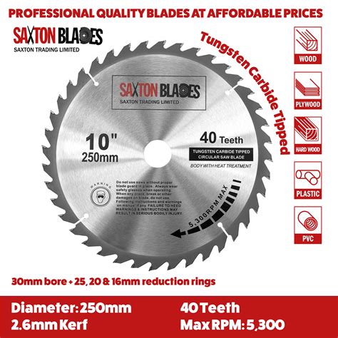 TCT Circular Blade 250mm X 40T Saxton Blades