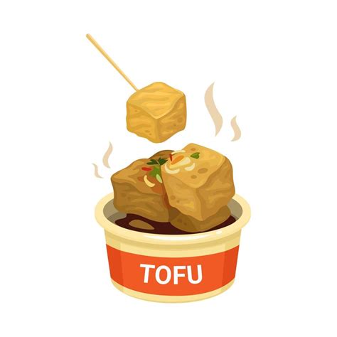 Tofu Fried or Stinky Tofu Asian Traditional Street Food Cartoon ...