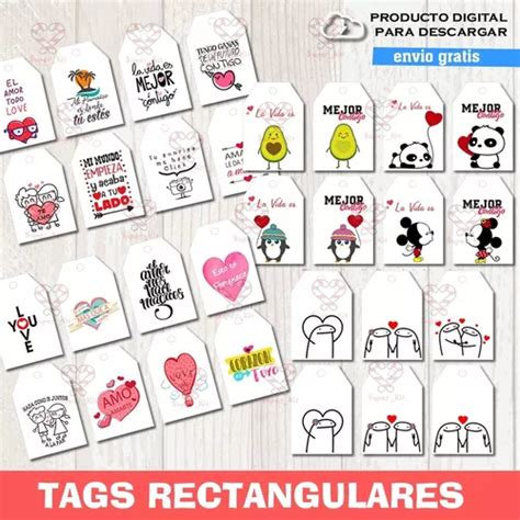 Kit Imprimible Tags San Valentin Enamorados Editable Fondo En Venta