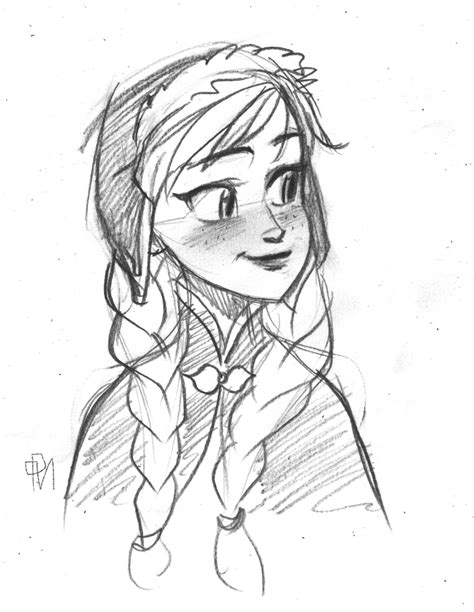 Anna From Frozen Cartoon Illustration Disney Sketches Frozen Drawings