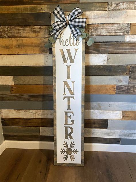 Hello Winter Porch Sign Welcome Porch Leaner Christmas Porch Sign