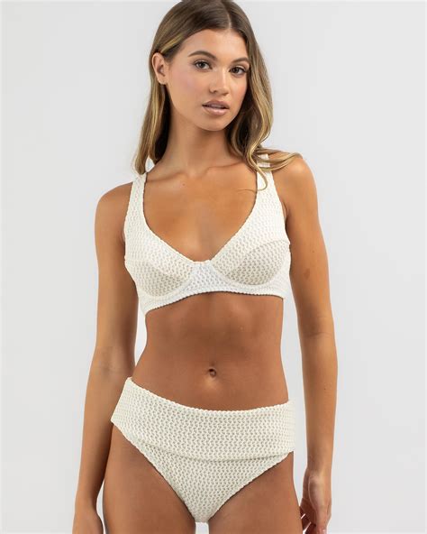 Shop Rip Curl Ellis High Waisted Bikini Bottom In Cream Fast Shipping