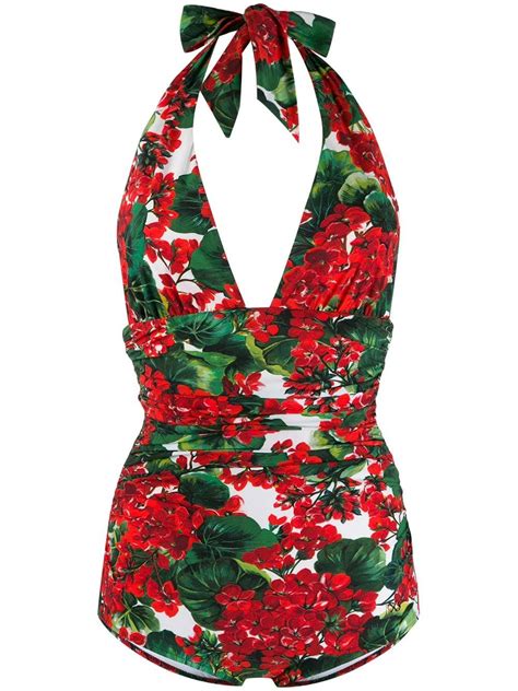 Dolce And Gabbana Portofino Print Swimsuit Green Dolce And Gabbana