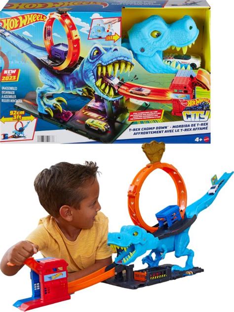Hot Wheels City T Rex Chomp Down Loop Med En Leksaksbil HKX42