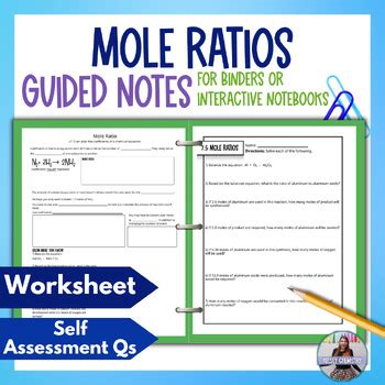 Mole Ratio Guided Notes Lesson And Practice Worksheet By Kelsey Chemistry