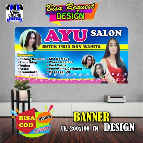 Spanduk Banner Salon Pria Dan Wanita Banner Potong Rambut Murah Bagus