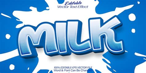 Effet De Texte Vectoriel De Lait éditable Alphabet Boire De La Vache