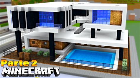 Minecraft Tutorial Mansão Moderna Com Piscina Completa Parte 2