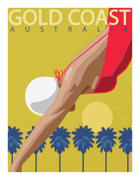 Vintage Poster Travel Poster Art Deco Poster Gold Coast Poster