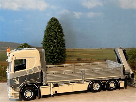 Tekno Scania Next Gen R V Rigid Truck With Flatbed Trailer And Cra