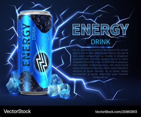 Energy Drink Can Surrounded Of Electrical Vector Image