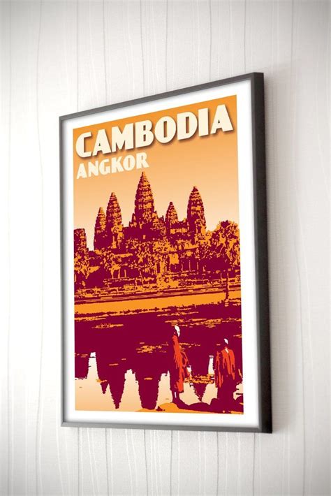 Image Of Vintage Poster Cambodia Angkor Wat Vintage Posters Retro