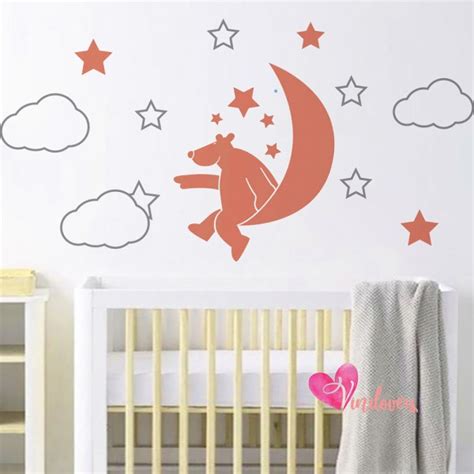 Adhesivos Infantiles Vinilos Decorativos Osos Lunas Nubes Estrellas