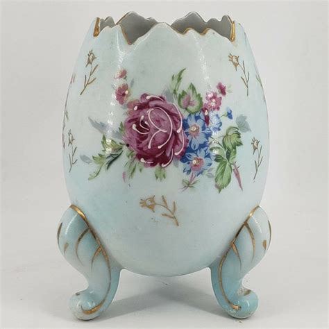 Napcoware Accents Vintage Napcoware Cracked Egg Vase Planter Porcelain With Gold Trim Hand