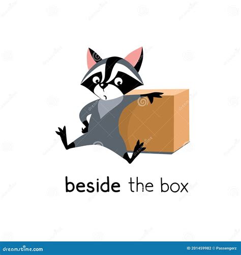 Preposition Of Place Raccoon On The Ball Royalty Free Illustration 159843327