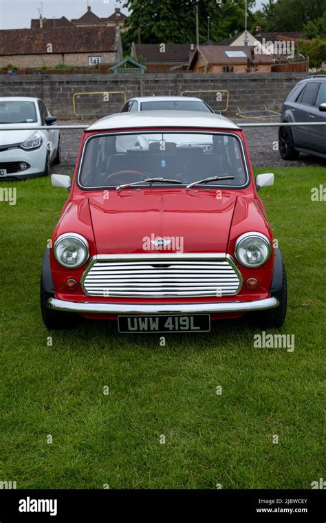 Red Austin Mini 1972 At The American Classic Car Show At Keynsham Rugby