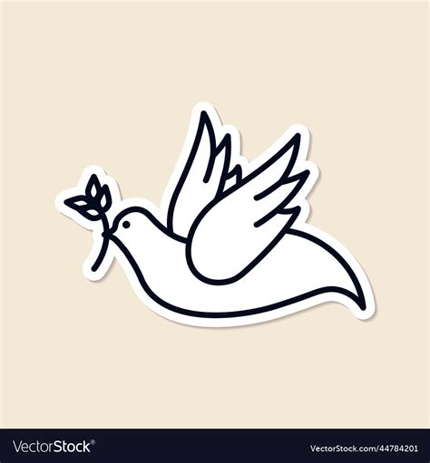 Christian dove of peace symbol sticker Royalty Free Vector