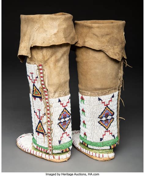 A Pair of Sioux Child's Beaded Hide Leggings/ Moccasins. c. 1890 | LotID #75001 | Heritage Au ...