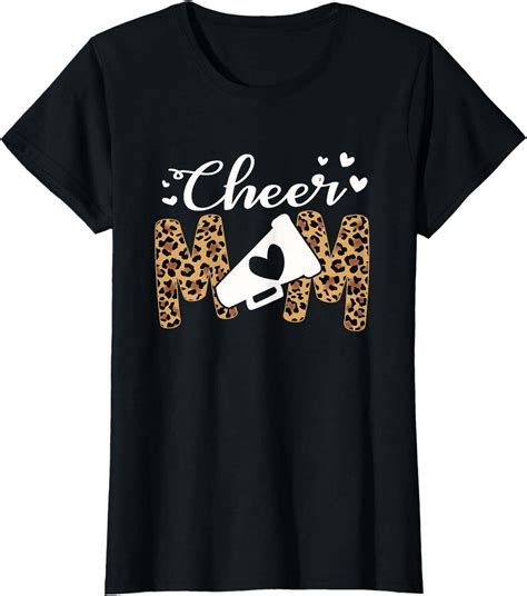 Leopard Print Cheer Mom Stylish Messy Bun Cheerleader Tee For Mother S