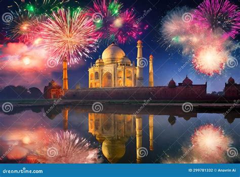 Taj Mahal Fireworks in the Sky. AI Generated Stock Illustration ...