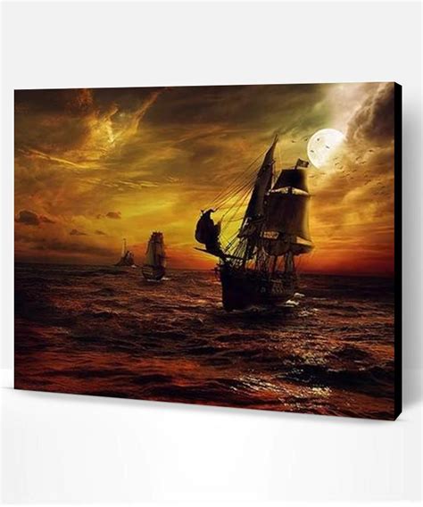 Pirate Ship Seascape Paint By Numbers Paint By Numbers Pro