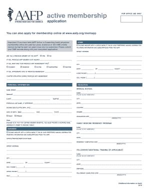 Fillable Online Aafp AAFP Active Membership Application American