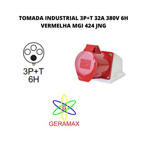 Tomada Industrial P T A V H Vermelha Mgi Jng Loja Geramax