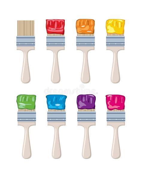 Vector Set Of Artist Colorful Paint Brushes Stock Vector Illustration