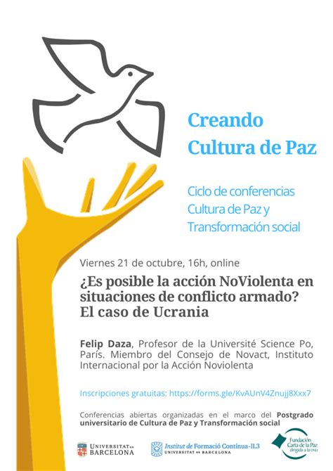 Conferencias Creando Cultura De Paz Fundaci N Carta De La Paz