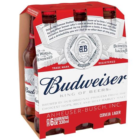 Cerveja Budweiser American Larger Long Neck 330ml 6 Unidades Em