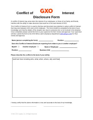 Examples Of Conflicts Of Interest At Work Doc Template Pdffiller